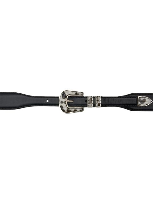 CRAZY COLOR - Black Shade Cintura Silver Ostrich Silver ostrich | STDCCSBLKBLACK CALFSKIN